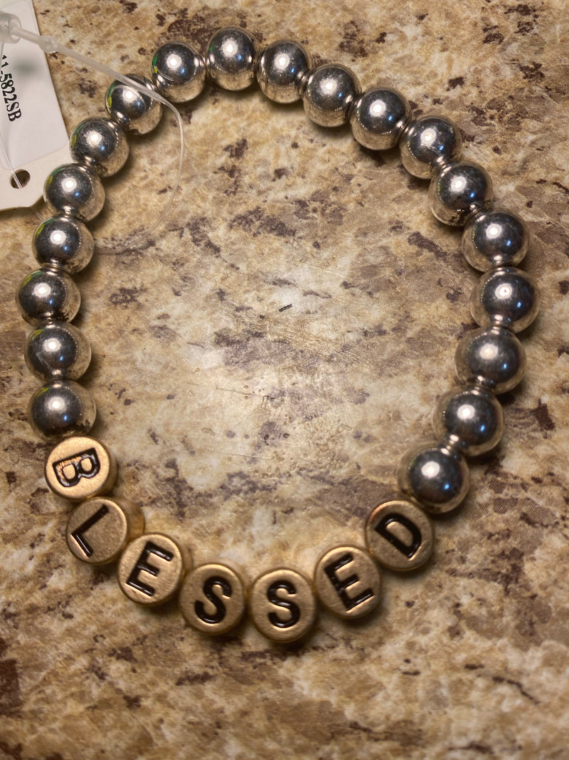 BLESSED Metal Beaded Stretch bracelet