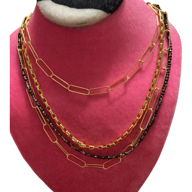 Black and gold colored necklace