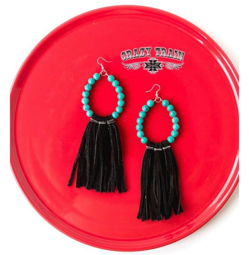 Turquoise and Black Earrings