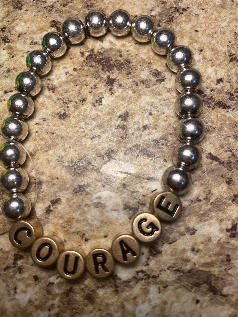 COURAGE Metal beaded stretch bracelet