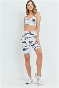 IVORY BLACK TIE DYE TOP & SHORT SET