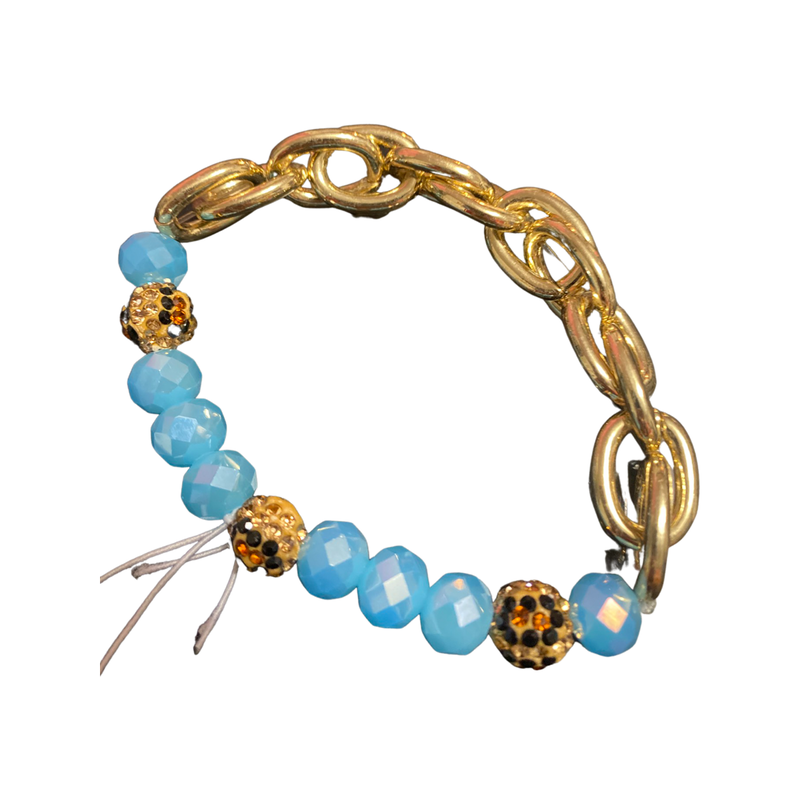 Blue leopard bead bracelet