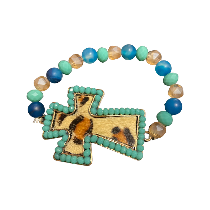 Leopard cross bracelet