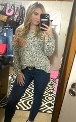 Gray leopard print bling top