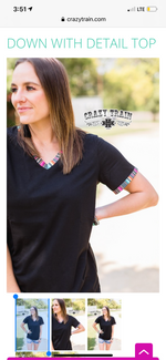 Crazy train black tee with rainbow edges