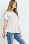 RAGLAN SLEEVES LEOPARD SWING TOP- PINK SMOKE/OFF-WHITE/LIGHT ASH GREY-ASH GREY