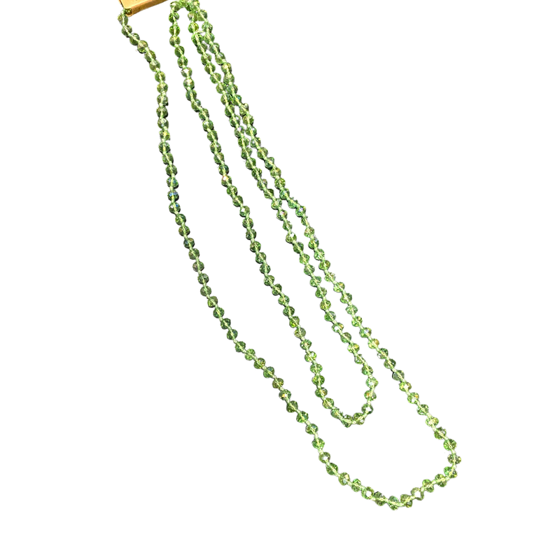 Green bead necklace 28” long