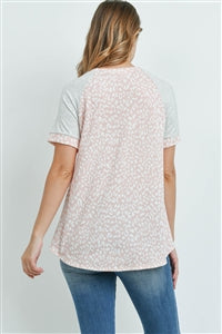 RAGLAN SLEEVES LEOPARD SWING TOP- PINK SMOKE/OFF-WHITE/LIGHT ASH GREY-ASH GREY