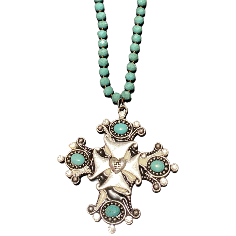 Turquoise cross necklace