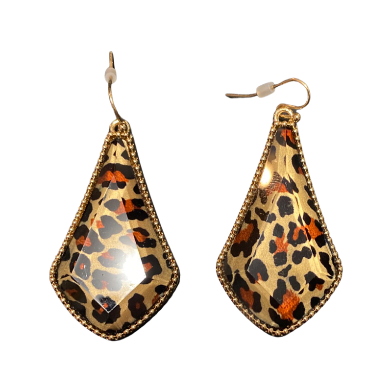 Leopard drop earrings