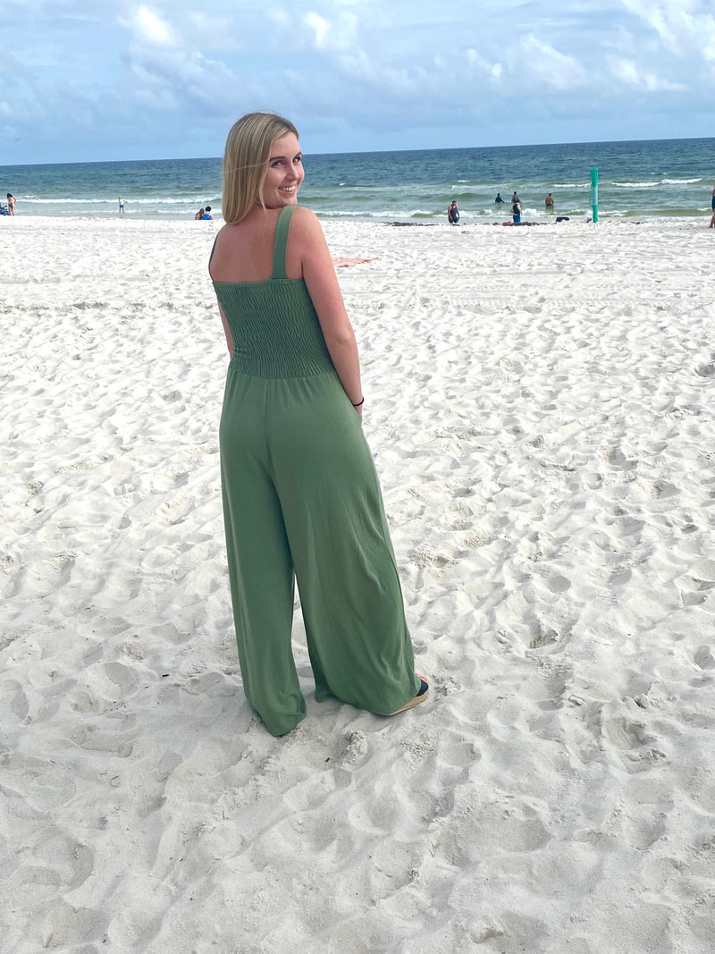 Olive jumpsuit with pockets